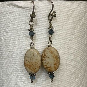 One of a kind handmade Jasper and quartz  earrings.